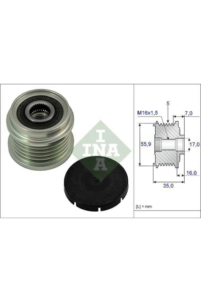 INA 535000710 Alternatör Kasnagı A6 4b. C5 A8 4d2. 4d8 ürün görseli 1