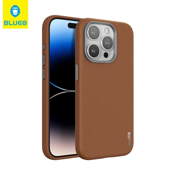 BLUEOB Premium Leather iPhone 15 Pro Max PU Deri MagSafe Özellikli Metal Kamera Koruma Çıkıntılı Hava Kanallı Kılıf - 2