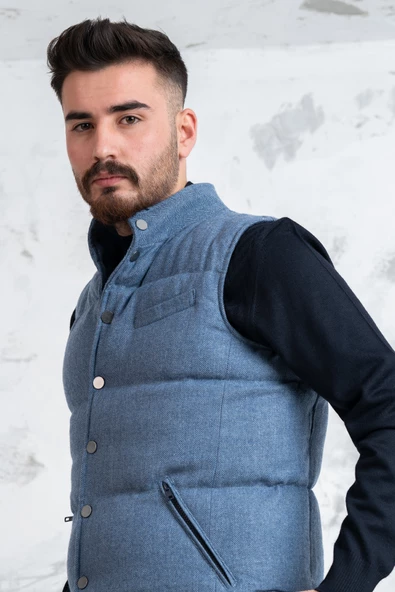 SİR SLİMFİT ÇITÇITLI  ŞİŞME ERKEK YELEK - 6