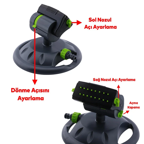 Tablalı Hareketli Su Fıskiyesi Tabancası 16 Çıkışlı Dönerli Bahçe Çim Sulama Aparatı Plastik DY7080 - 3