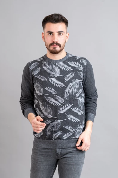 SAN&FA REGULAR FİT DESENLİ ERKEK TRİKO KAZAK - Resim 3