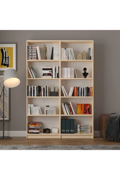 5 Raflı (5 BÖLMELİ) 2 Modüllü Kitaplık Çalışma Odası Ofis Modern Dekoratif Kitaplık ürün görseli