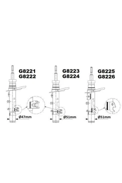 Monroe G8222 Peugeot 208 2012- Sol Ön Amortisör Marka ürün görseli