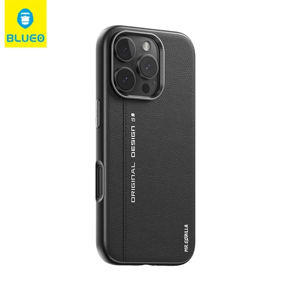 BLUEOB Premium Leather iPhone 16 Pro Max PU Deri MagSafe Özellikli Metal Kamera Koruma Çıkıntılı Hava Kanallı Kılıf ürün görseli