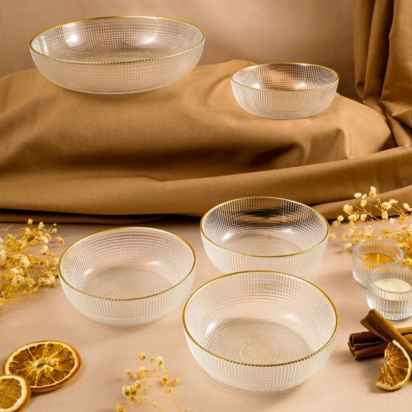 Fecra Loren 5'li Çerez Sunum Seti Gold - 5