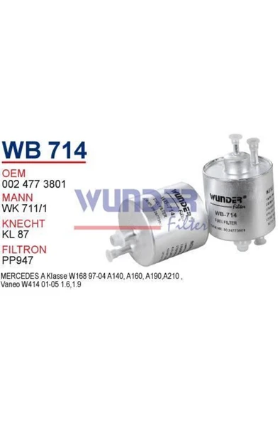 Wunder WB714 19 Mercedes 168 Kasa A140 - A160 Benzin Filtresi ürün görseli 1