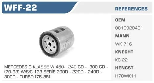 Winkel WFF -22  BENZİN FİLTRESİ MERCEDES 200 240 300 407 SER