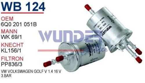 Wunder WB124 BENZİN FİLTRESİ - VOLKSWAGEN POLO IV 1.2 - 1.4 16v 3 ürün görseli 1