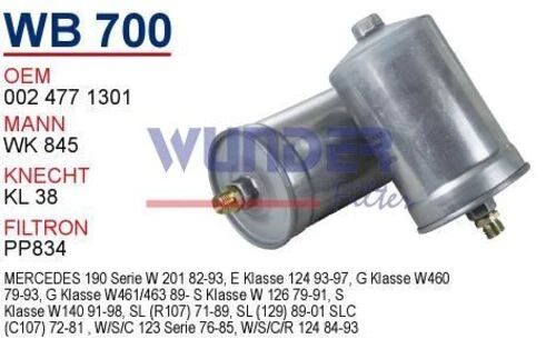Wunder WB700 BENZİN FİLTRESİ - MERCEDES 129-140 KASA 103 MOTOR - 1