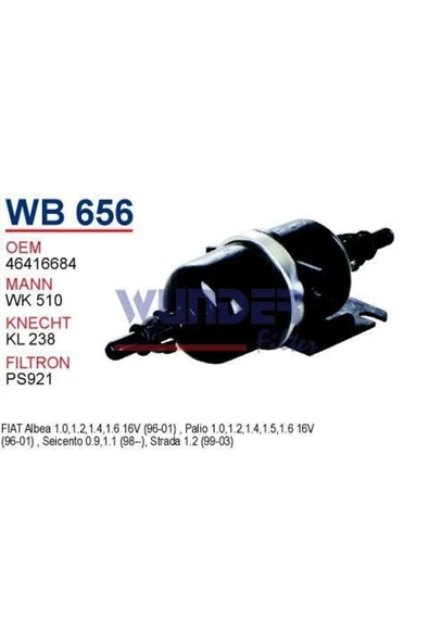 Wunder WB656 Wb656 Benzın Filtresi - Fiat Albea Palio Siena Tırnaklı - 1