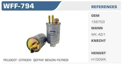 Winkel WFF Wınkel Wff-794 Benzin Filtresi Murat 131 / R19 R21 Clıo I / Escort Iv 86-90 / Sunny I 82-87 Küçük Tip Üniversal - 1