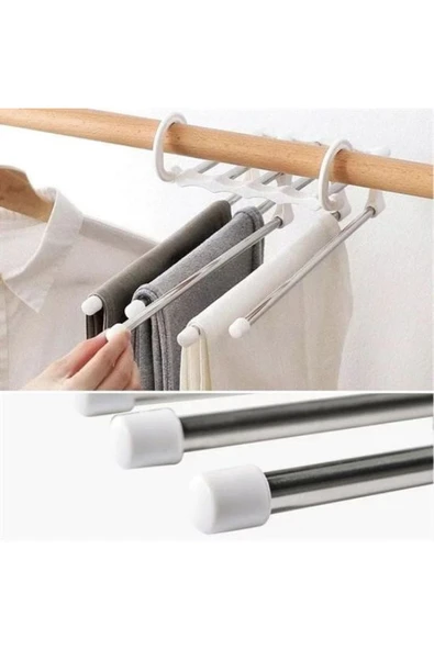 Hareketli Dolap İçi Pantolon Kravat Şal Askı Sistemi Düzenleyici Katmanlı Askılık Organizer - 4