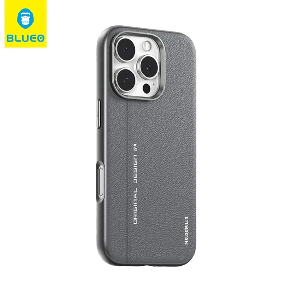 BLUEOB Premium Leather iPhone 16 Plus PU Deri MagSafe Özellikli Metal Kamera Koruma Çıkıntılı Hava Kanallı Kılıf