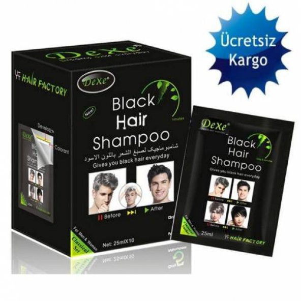 Dexe Black Hair Beyaz Kapatıcı Şampuan Siyah renk 25ml*10 lu Tek Kullanımlık - 1