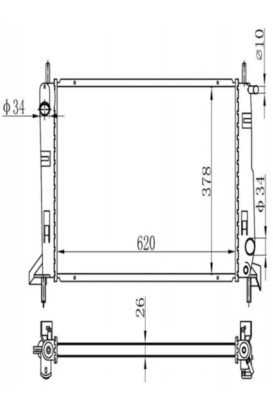 Ori BFR006026 MOTOR SU RADYATORU BRAZING MONDEO 1.6-1.8-2.0 92-00 MANUEL SANZUMAN 620X378X26 S ürün görseli 1