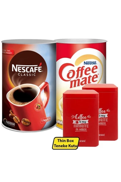 Nescafe Classic Kahve 1 Kg + Nestle Coffee Mate 2 Kg + Metal Saklama Kutusu 2 Adet ürün görseli
