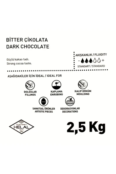 Callebaut Chocovic Bitter Kuvertür Çikolata 2,5 Kg - 3