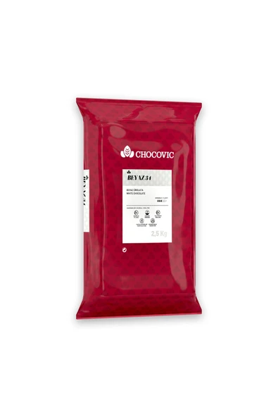 CHOCOVİC Chocovic 2.5 Kg. Beyaz (Fildişi) Kuvertür (CHW-S2532E-21B-Beyaz %34) - 2