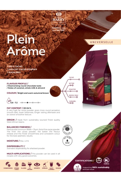 Callebaut Kakao Tozu 5 Kg Plein Arôme 22-24% - 2