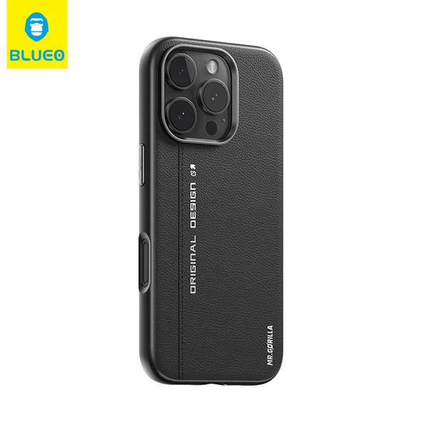 BLUEOB Premium Leather iPhone 16 Pro PU Deri MagSafe Özellikli Metal Kamera Koruma Çıkıntılı Hava Kanallı Kılıf