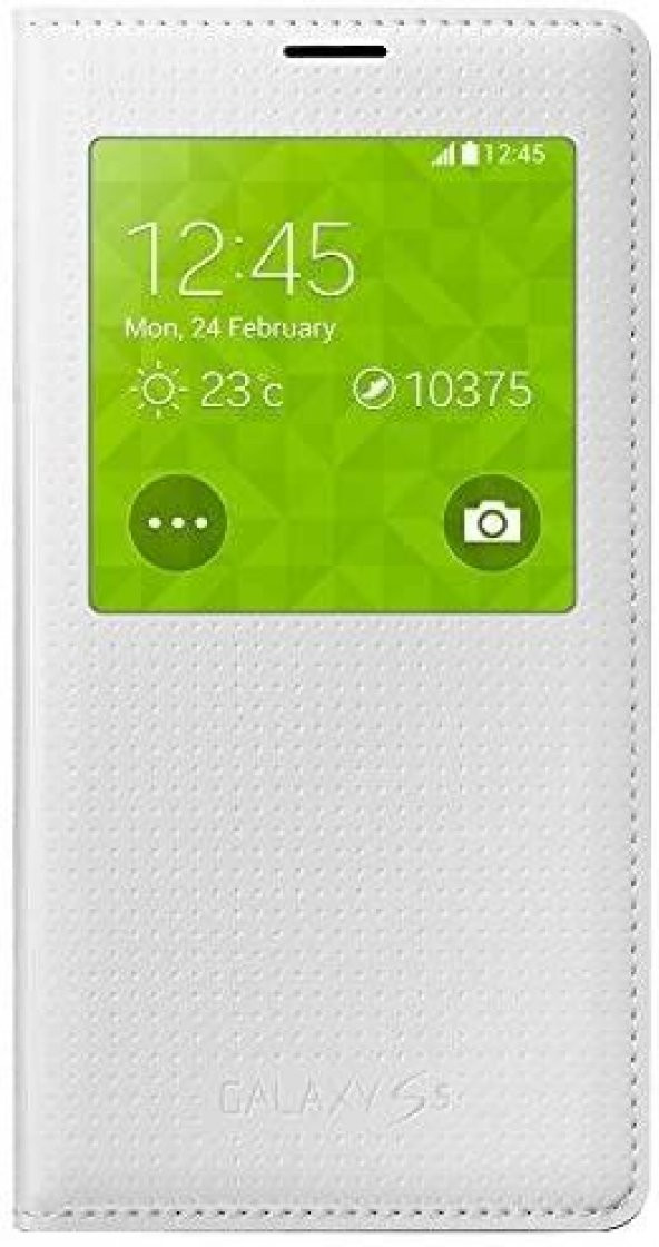 Samsung Galaxy S5 S-View Kapaklı Kılıf Beyaz EF-CG900BHEGWW