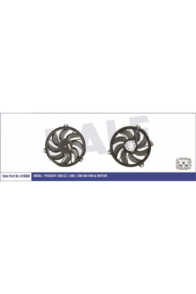 Kale 419600 Fan Motoru Davlumbazlı Peugeot 206 cc / 206 / 206 Sw (200w 392mm) ürün görseli