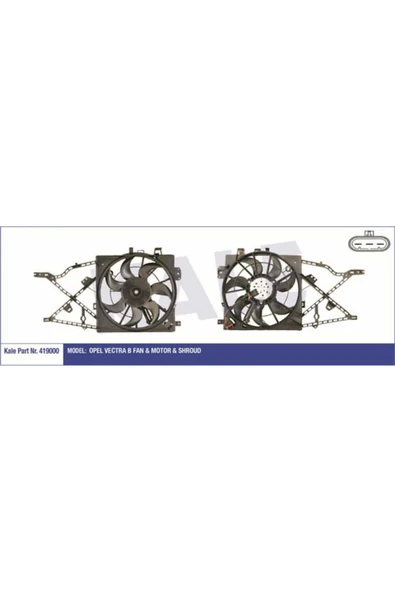 Kale 419000 OTO Radyatör  Fan Motoru Vectra B 95-02 2.0 Td 2.5 V6 24V Davlumbazlı 240-160W-390Mm ürün görseli