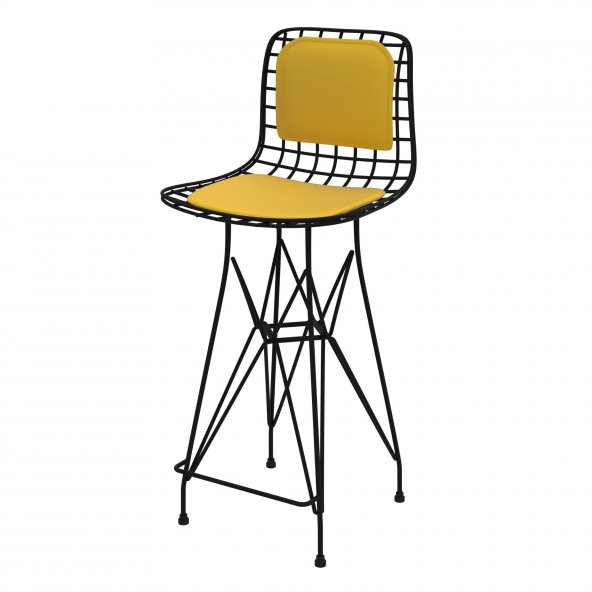 Knsz orta boy tel bar sandalyesi 1 li mağrur syhsrı sırt minderli 65 cm oturma yüksekliği mutfak bahçe cafe ofis