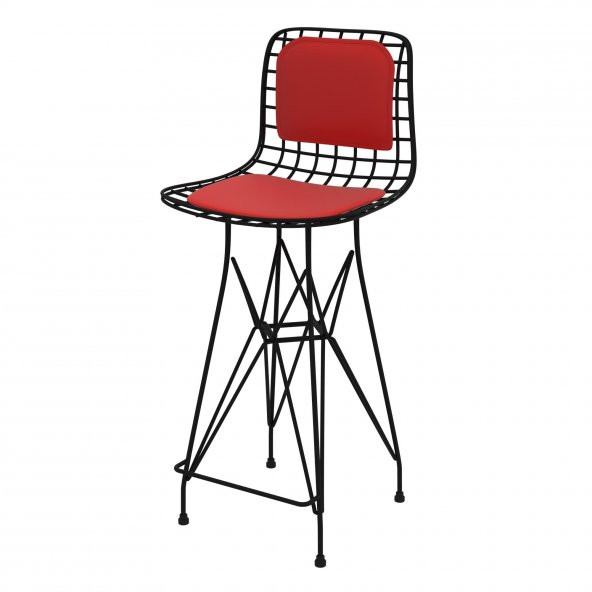 Knsz orta boy tel bar sandalyesi 1 li mağrur syhkrm sırt minderli 65 cm oturma yüksekliği mutfak bahçe cafe ofis