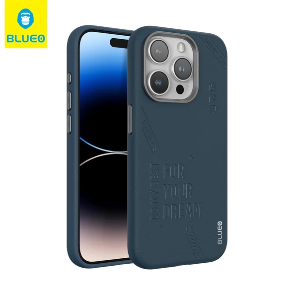 BLUEOB Punk Premium Leather iPhone 14 Pro Max PU Deri MagSafe Özellikli Yazı Baskı Detaylı Silikon Kılıf - 3