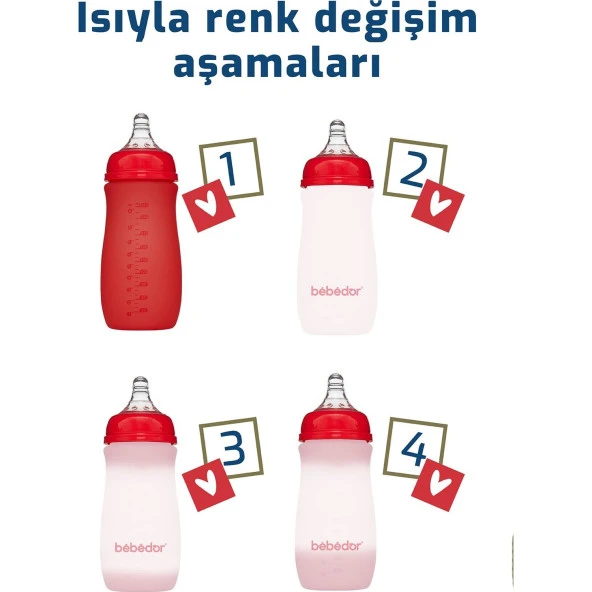 Bebedor Isıyla Renk Değiştiren Cam Biberon 260ml 52302