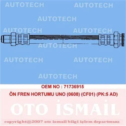 Autotech TF01 Fren Hortumu Ön Uno Pk:5 Ad ürün görseli 1