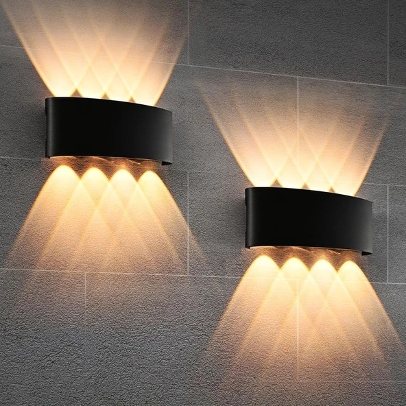 2 Adet 15 Watt, Amber Işık Ledli Çok Kaliteli İç ve Dış Mekan Aydınlatma Armatürü Bahçe Duvar Apliği - 7
