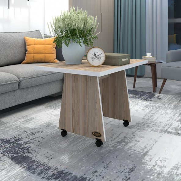 Kenzlife orta salon sehpası masası selanik 045*090*60 crd tekerlekli yemek sofra bilgisayar