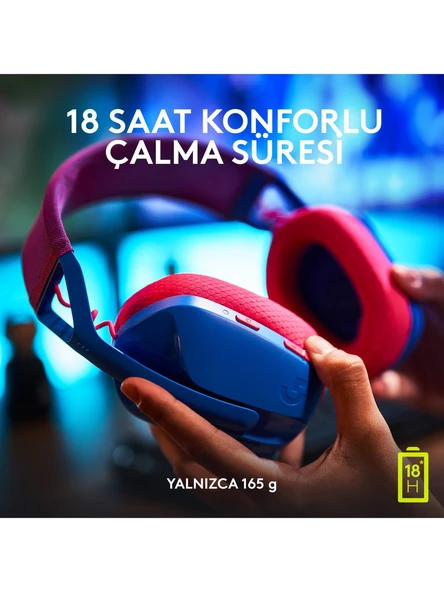Logitech 981-001062 G435 Blue-Raspberry Mikrofonlu LightSpeed Kablosuz Gaming (Oyuncu) Kulaklık - 6