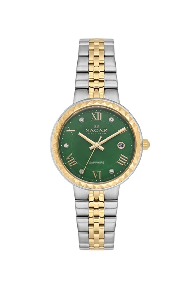 SAFİR CAM GÜMÜŞ - ALTIN KADIN KOL SAATİ NC34-39B716-CNMS ürün görseli