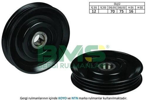 Bms 184  Alternatör V Kayış Gergi Rulmanı 12×70 75×16 3 Pk Demir Iron Micra III Note ürün görseli