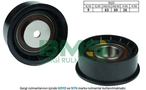 Bms 016  Alternatör V Kayış Gergi Rulmanı 9×63 69×26 Astra F G H Corsa B C-Tıgra Vectra B C-Combo Zafira Nubır ürün görseli 1