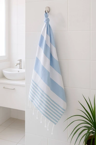 Çizgili Peştemal Plaj Havlusu %100 Pamuk Yıkanmış 100x180 cm Marenza - 12