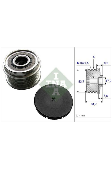 INA 535021110  ALTERNATÖR KASNAĞI RULMANLI CORSA D MERIVA B 1.4 10 ürün görseli 1