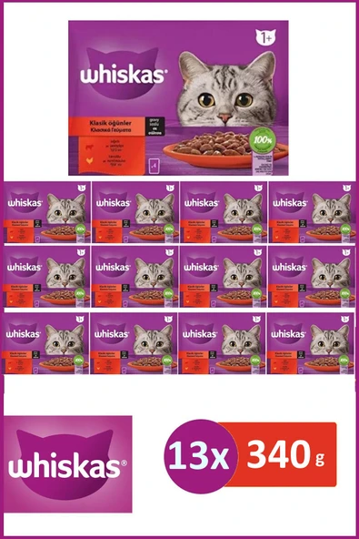 Whiskas Klasik Öğünler Sığırlı Tavuklu Yetişkin Yaş Kedi Maması 4X85 13ADET - 3