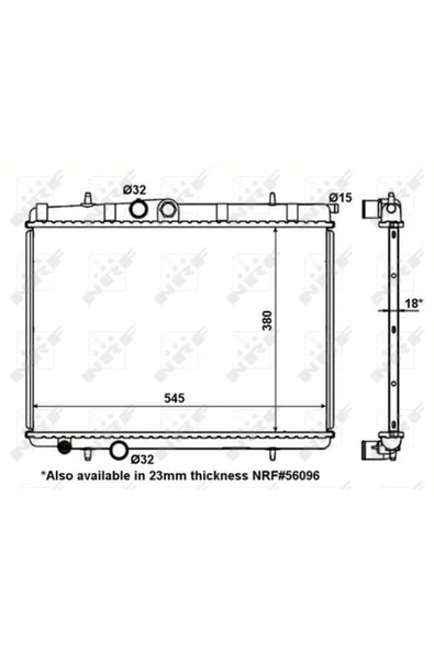NRF 56095 Motor Su Radyatoru P206 P206+ (t3e) 1,1ı / 1,4ı / 1,6 16v 98 (133038) ürün görseli