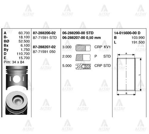 Goetze 14 -015600-00 Gomlek Std 100 Mitsubishi Canter-304-canter-444-hyundai H350 94-flanssız 01560000