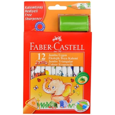 Faber Castell Ekolojik 12'li Jumbo Üçgen Kuru Boya Kalem Seti ürün görseli