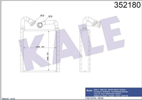 Kale 352180 KALORİFER TT MAN TGE SKODA KODIAQ OCTAVIA III SUPERB III GOLF VII ürün görseli 1