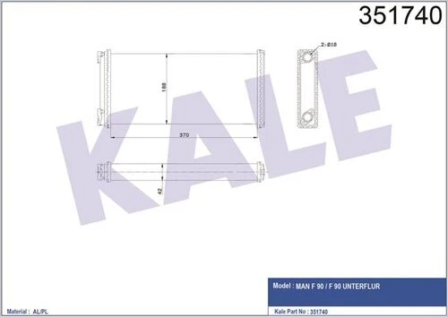 Kale 351740  KALORİFER AL/MKNK MAN F 90-F 90 UNTERFLUR 370×188×42 ürün görseli 1