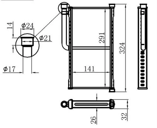 Ori KAU002026 S  Kalorifer Brazing Heater A/M 143X300X26 A6 2005-2008