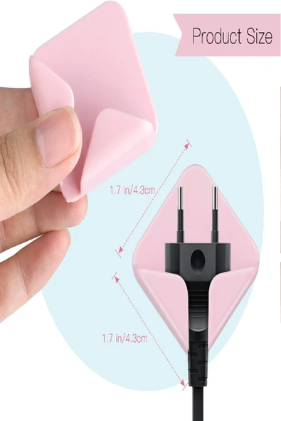 Silikon Fiş ve Kablo Tutucu – Kendinden Yapışkanlı, İkili Set, Çok Amaçlı, Üçgen Tasarım Organizer - 3