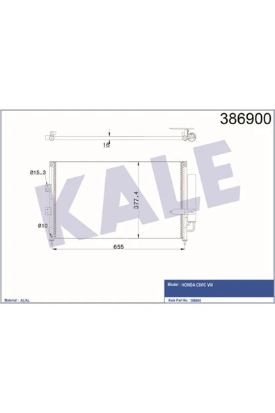 Kale 386900 Klima Kondenseri Cıvıc Vııı Al/al 653×378×16klr- 80110-snb-a41 80110snba41 ürün görseli