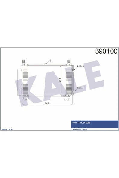 Kale 390100 Klima Kondenseri Yarıs Al/al 524x318x16